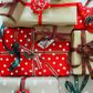 Xmas Bow 9.5Cm Red W Gold Trim 1Pc