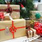 Xmas Bow 9.5Cm Red W Gold Trim 1Pc