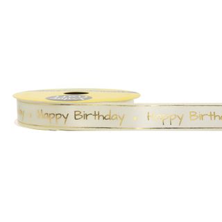RIB SATIN 16MM HAPPY BIRTHDAY GOLD 3M