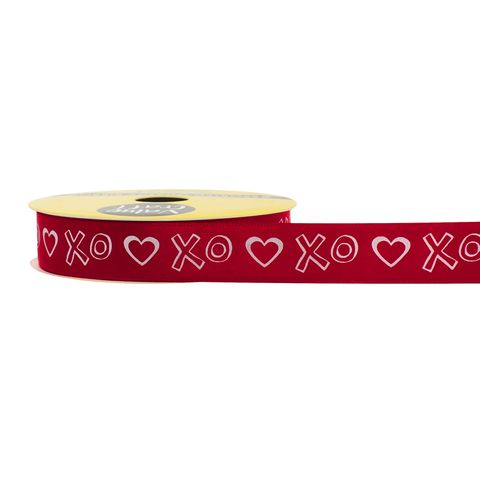 RIB SATIN 16MM XOXO RED WHITE 3M