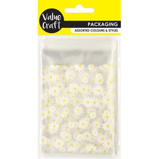 PRINTED OPP BAG 8CM x 10CM DAISIES 50PC