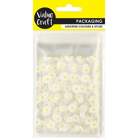 PRINTED OPP BAG 8CM x 10CM DAISIES 50PC