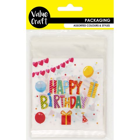 PRINTED OPP BAG 10CM HAPPY BDAY 50PC