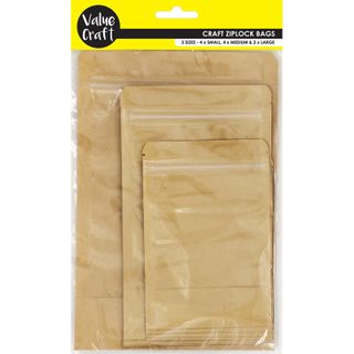 ZIPLOCK CRAFT BAGS W GUSSET 3 SIZES 10PC