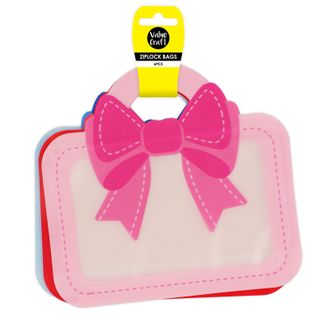 ZIPLOCK BOW BAGS W HANDLE 3 COLOURS 6PC