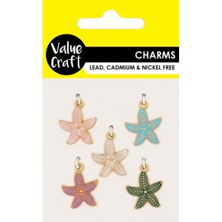 CHARMS GOLD STARFISH MIX COLOURS 5PC