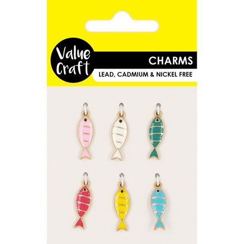 CHARMS GOLD STRIPE FISH MIX COLOURS 6PC