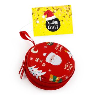XMAS METAL ROUND CASE W ZIP 1PC