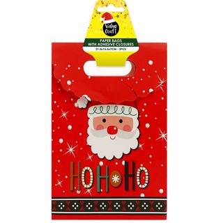 XMAS SMALL VELCRO PAPER BAGS ASST 2PCS