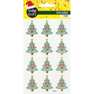 XMAS CRYSTAL STICKERS MINI TREES 1SH