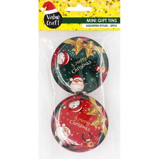 XMAS MINI MERRY CHRISTMAS TINS 2PCS