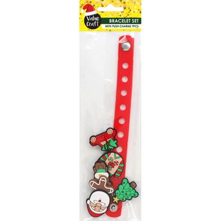XMAS PUSH ON CHARM BRACELET SET 7PCS