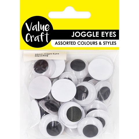 CRAFT JOGGLE EYE ROUND 20MM 30PCS