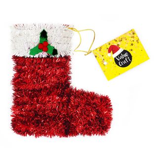 XMAS GIANT TINSEL ORNAMENT BOOT 1PC