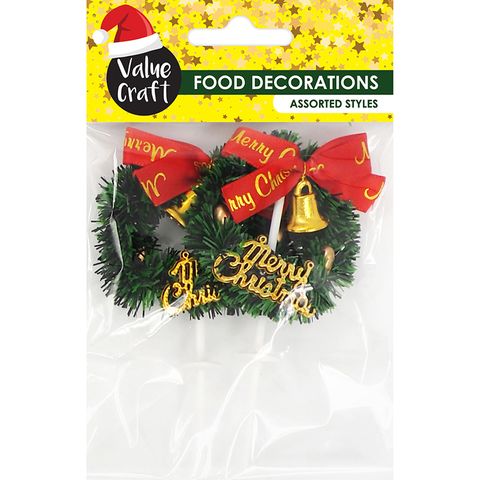 XMAS MINI WREATH CAKE TOPPER 2PCS
