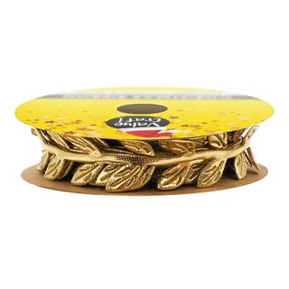 XMAS VEGAN LEATHER LEAF TRIM GOLD 5M