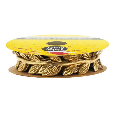 XMAS VEGAN LEATHER LEAF TRIM GOLD 5M
