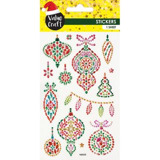XMAS CRYSTAL STICKERS BAUBLES 1SH