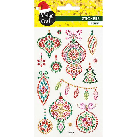 XMAS CRYSTAL STICKERS BAUBLES 1SH