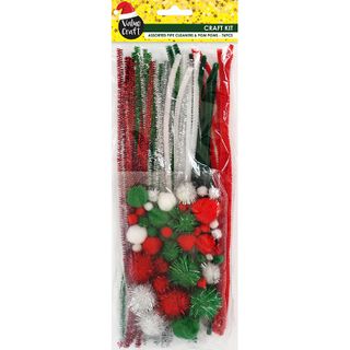 XMAS CHENILLE AND POM POM KIT 76PCS