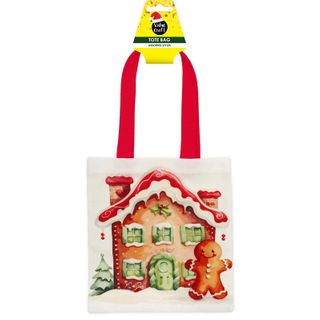 XMAS CANVAS TOTE BAG GINGERBREAD 1PC
