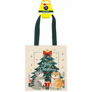 XMAS CANVAS TOTE BAG TREE W PETS 1PC
