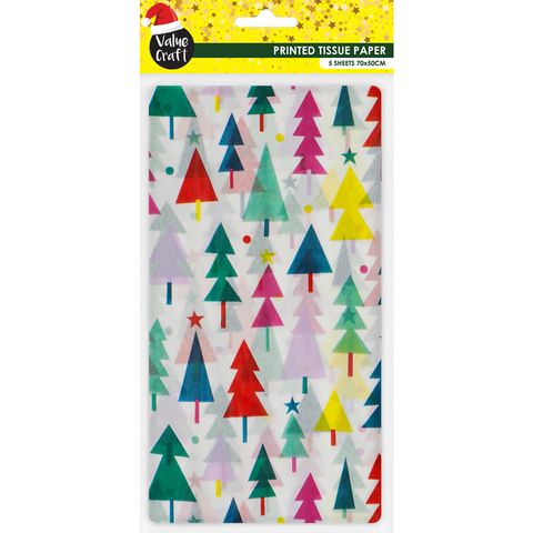 XMAS TISSUE PAPER MULTI TREES 5SH