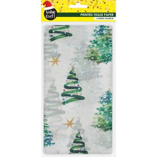 XMAS TISSUE PAPER PAINTED TREES 5SH
