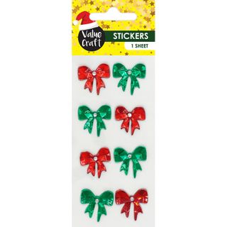 XMAS ADHESIVE RHINESTONES BOWS 1SH