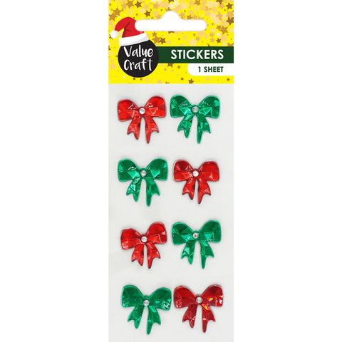 XMAS ADHESIVE RHINESTONES BOWS 1SH