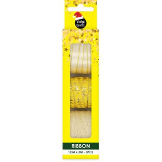 XMAS RIBBON PACK 3M GOLD MIX 3PC
