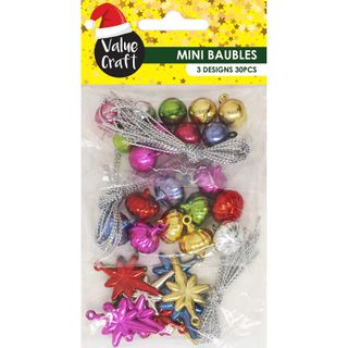 XMAS MINI BAUBLE D0COR ASSORTED 30PC
