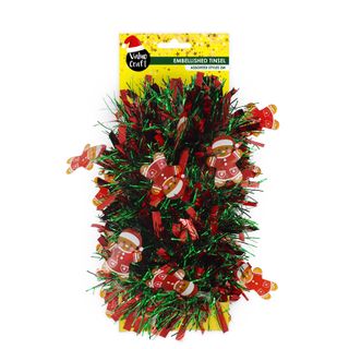 XMAS TINSEL RED GREEN GINGERBREAD 2M