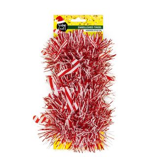 XMAS TINSEL RED WHITE CANDYCANE 2M