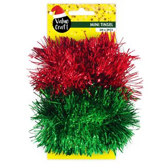 XMAS MINI TINSEL RED GREEN 4M