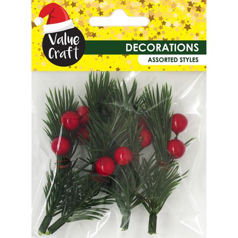 XMAS MINI RED HOLLY BERRY PICKS 5PC