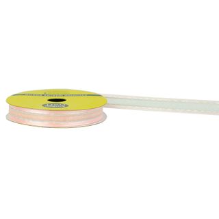 RIB 10MM SATN EDGE SHEER PINK-SLV 6M