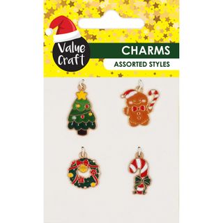 XMAS MOTIFS ENAMEL CHARMS ASSORTED 4PCS