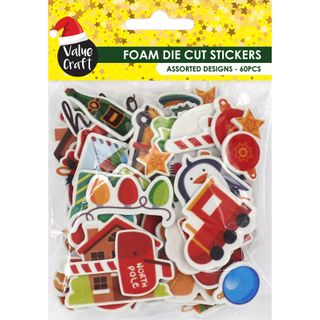 XMAS FOAM DIE CUT STICKERS 60PCS