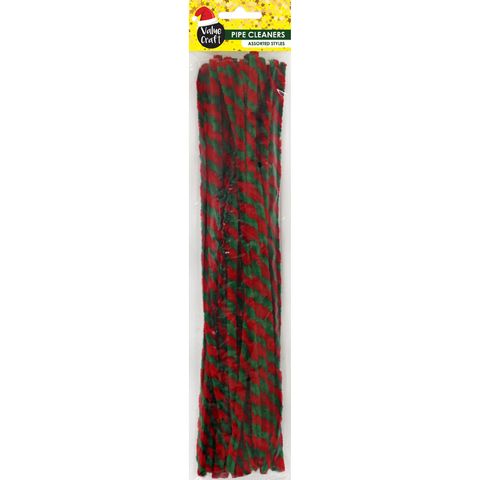 XMAS CHENILLE RED GREEN TWIST 30PC