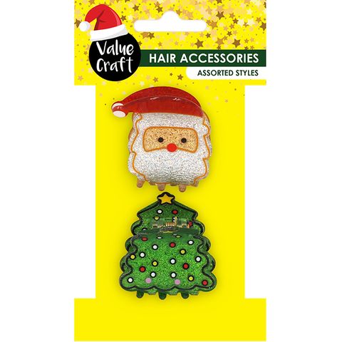 XMAS GLITTER CLAW CLIPS PACK 2PCS