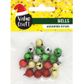 XMAS MINI GLITTER 8MM SLEIGH BELLS 20PCS