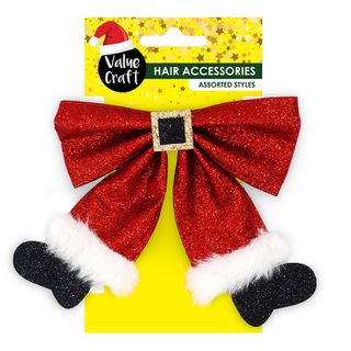 XMAS SANTA BOW HAIRCLIP 1PC