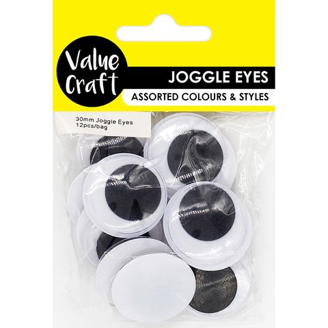 CRAFT JOGGLE EYE ROUND 30MM 12PCS