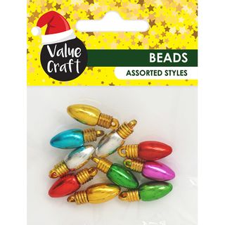 XMAS LIGHTBULBS BEADS MULTI 10PCS