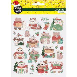 XMAS FOIL STICKERS FESTIVE BEARS 1SH
