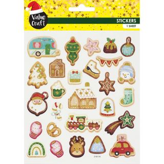 XMAS GLITTER STICKERS GINGERBREAD 1SH