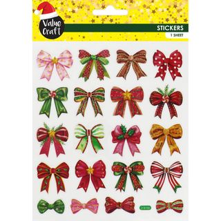 XMAS GLITTER STICKERS BOWS 1SH