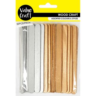 WOOD ICY POLE STICKS 114MM METALLIC 50PC