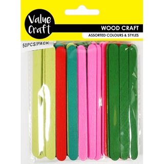 WOOD ICY POLE STICKS 114MM MULTI 50PC